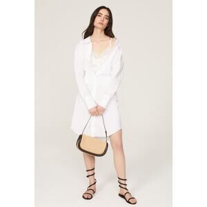 JW Anderson Lace Detail Long Sleeve Button Front Shirt Mini Dress Size 0